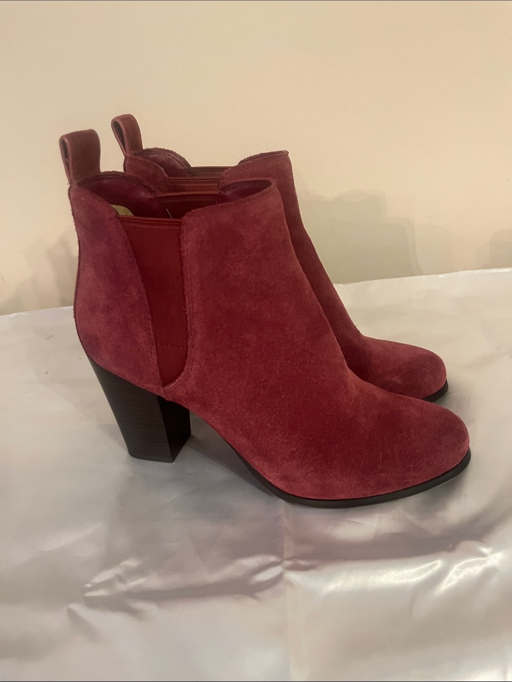 Michael Kors Mulberry Suede Ankle Booties with Block Heel